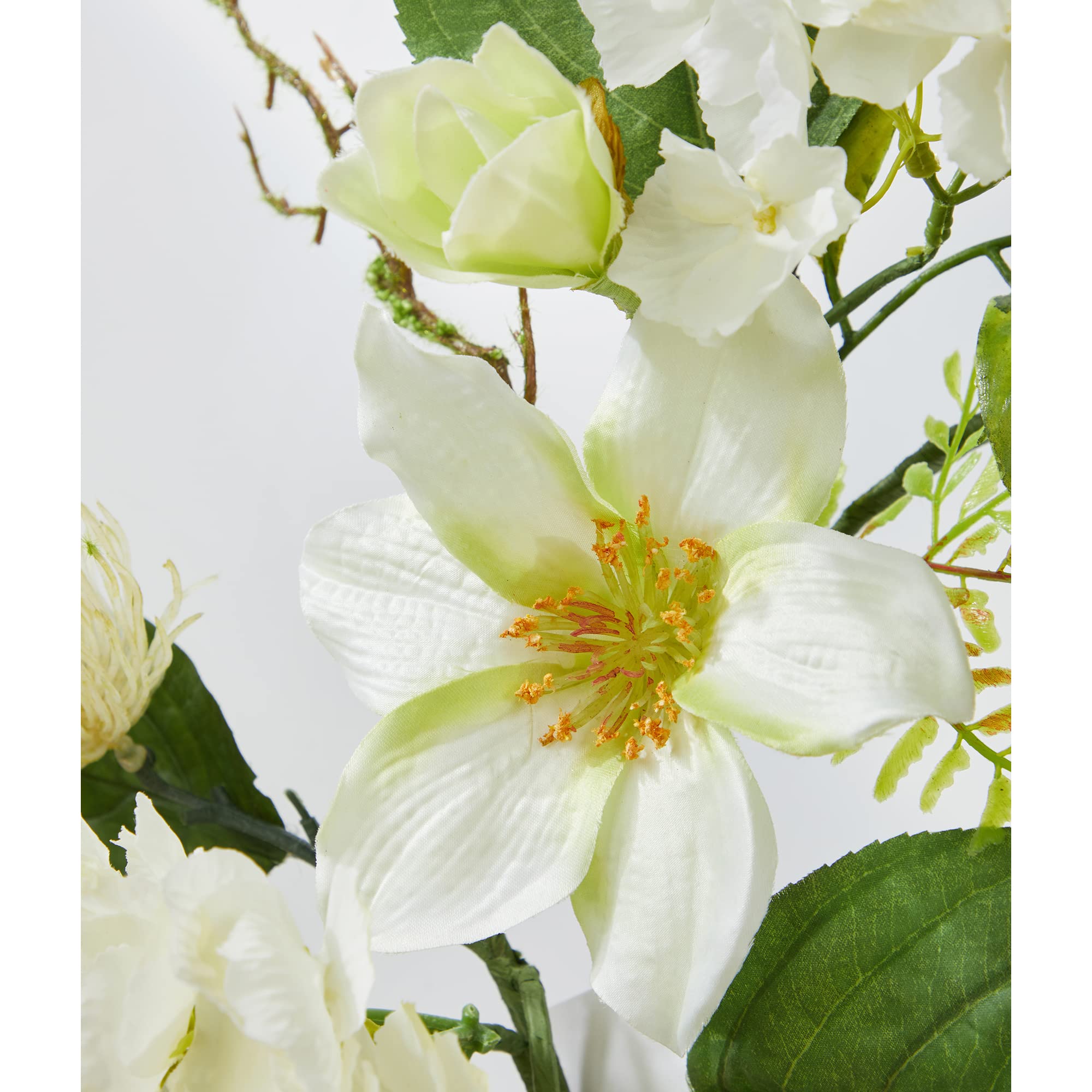 Ting's time 1.8 m Eukalyptus-Girlande mit Blumen, künstliche Blumen, grüne Girlande, Hochzeit, Hintergrund, Bogen, hängende Pflanze für Tischläufer, Party-Dekorationen (elfenbeinfarben)