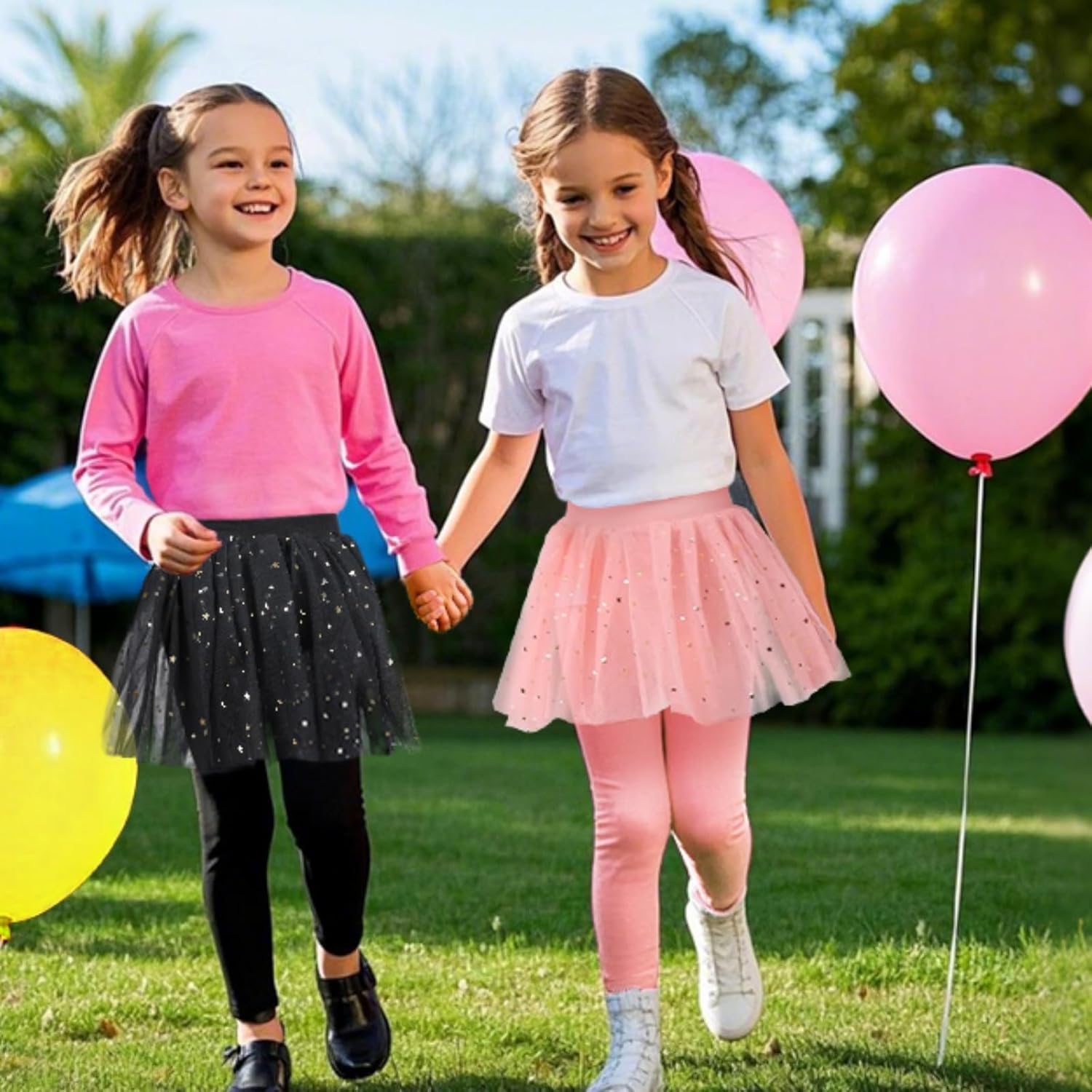 Girls Leggings with Skirt Kids Tulle Skirt with Sparkling Stars Pants Toddler Footless Leggings 1-8 Years - Image 7