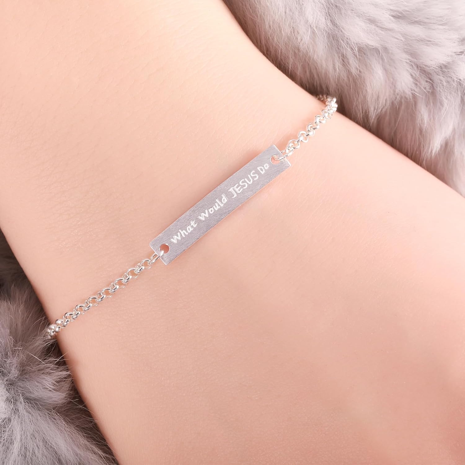 What Would Jesus Do Bracelet for Women, 925 Sterling Silver Christian Faith Reminder Jewelry, Meaningful Gift for Her - Image 3
