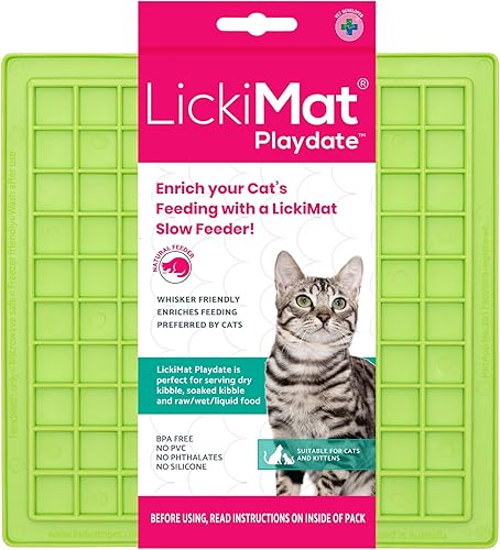 LickiMat Classic Playdate, tapete para lamer con alimentación lenta para gatos, reductor de ansiedad y aburrimiento perfecto para alimentos,