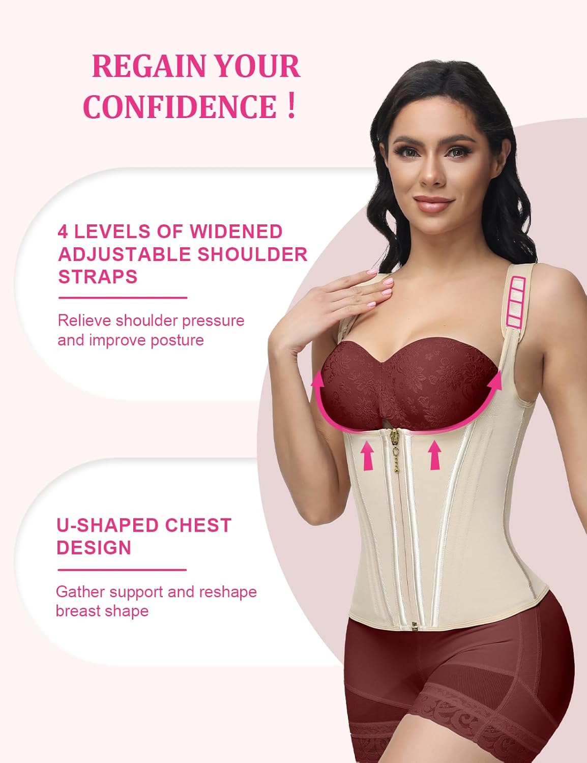 SHAPSHE Waist Trainer for Women, Tummy Control Sports Girdle, Workout Body Shaper with Adjustable Shoulder Strap - Image 7