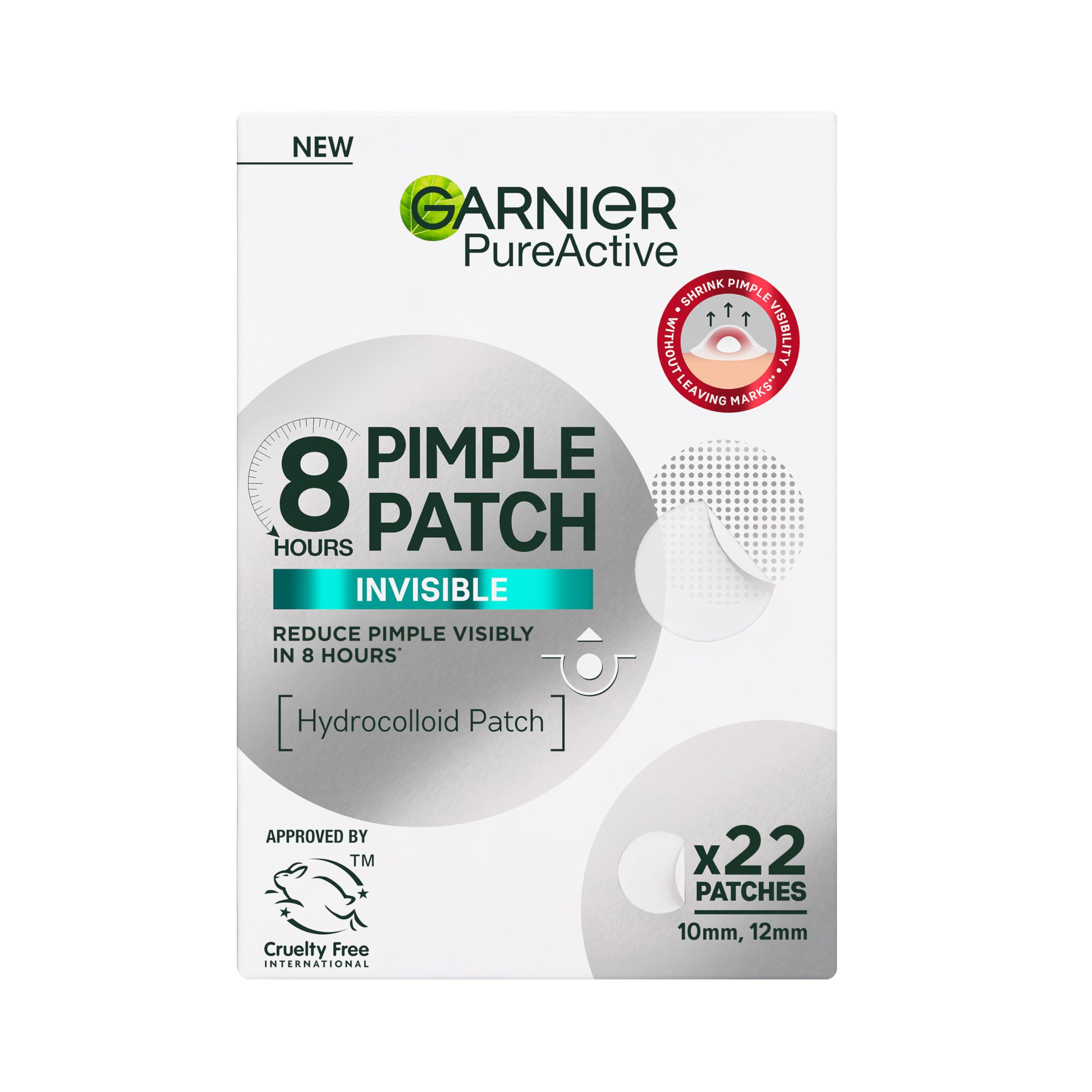 Garnier Pure Active Invisible Pimple Patches 22 Pack, Hydrocolloid Patches for Blemish Treatment,...
