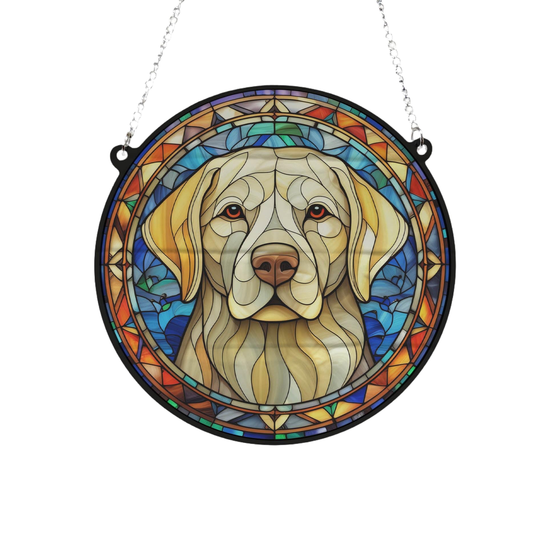 Image Industry Labrador Yellow Stained Glass Effect Suncatcher - Garden Gift - Dog Gift - Pet Memorial (19cm)