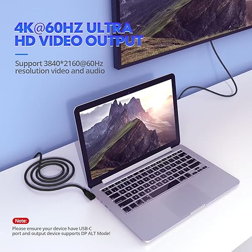 Miniatura 5 de UseBean Cable USB C a USB C de 100 W, 6.6 pies (paquete de 2), USB 3.2 Gen2 Gen2x2 de ángulo recto de transferencia de datos de 20 Gbps y carga