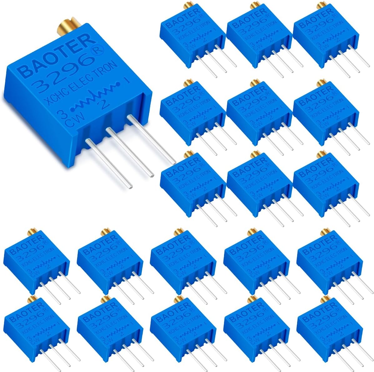 20 Pcs 5K Ohm Potentiometer Trimmer Multiturn Blue Adjustable Variable Resistor