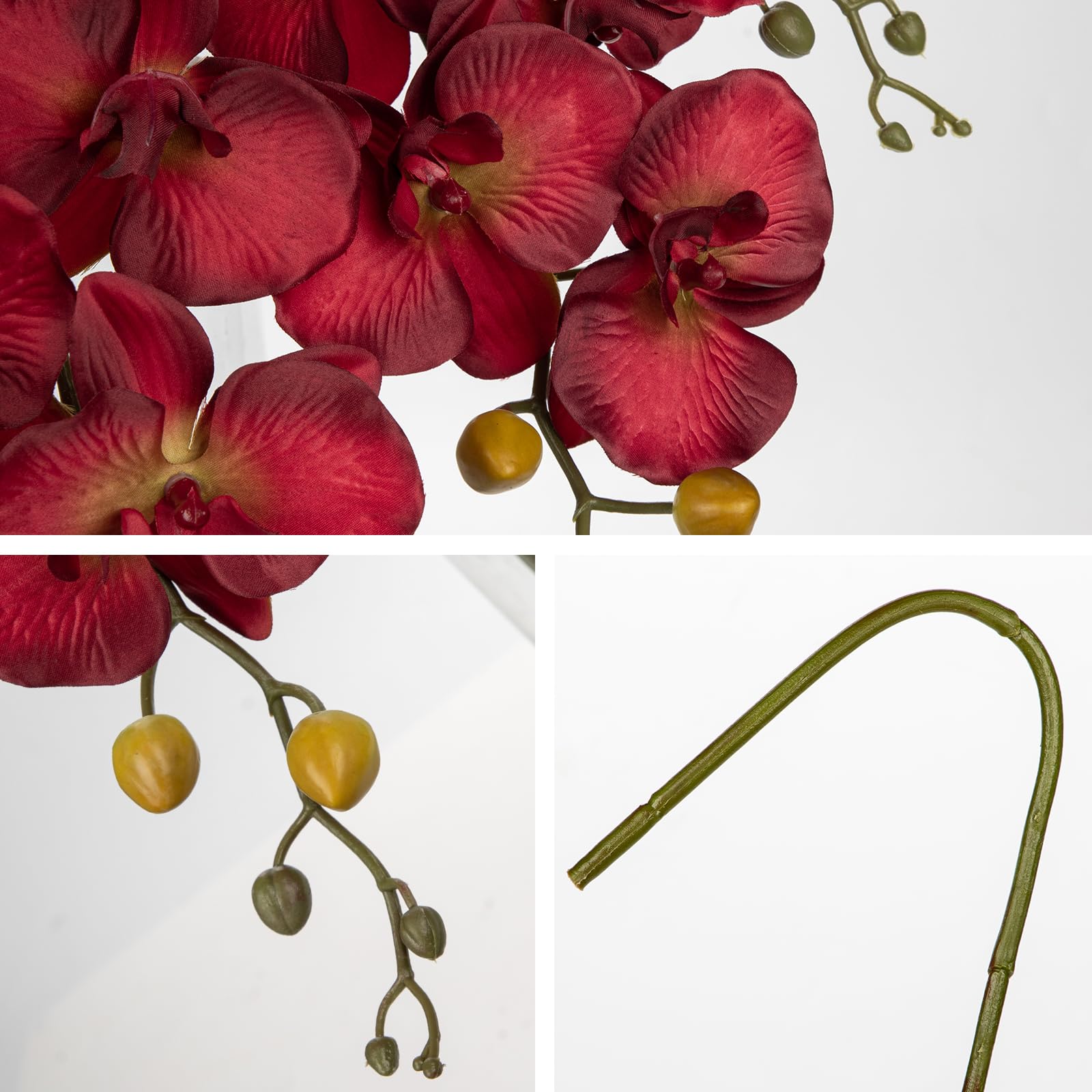 Oairse 6er-Set Kunstpflanze Orchideen Kunstblume Orchideenzweig Phalaenopsis Orchidee Künstlich Seidenblume für Zimmerpflanze Party, Büro, Terrasse, Heim-Blumendekoration, Lang 81cm