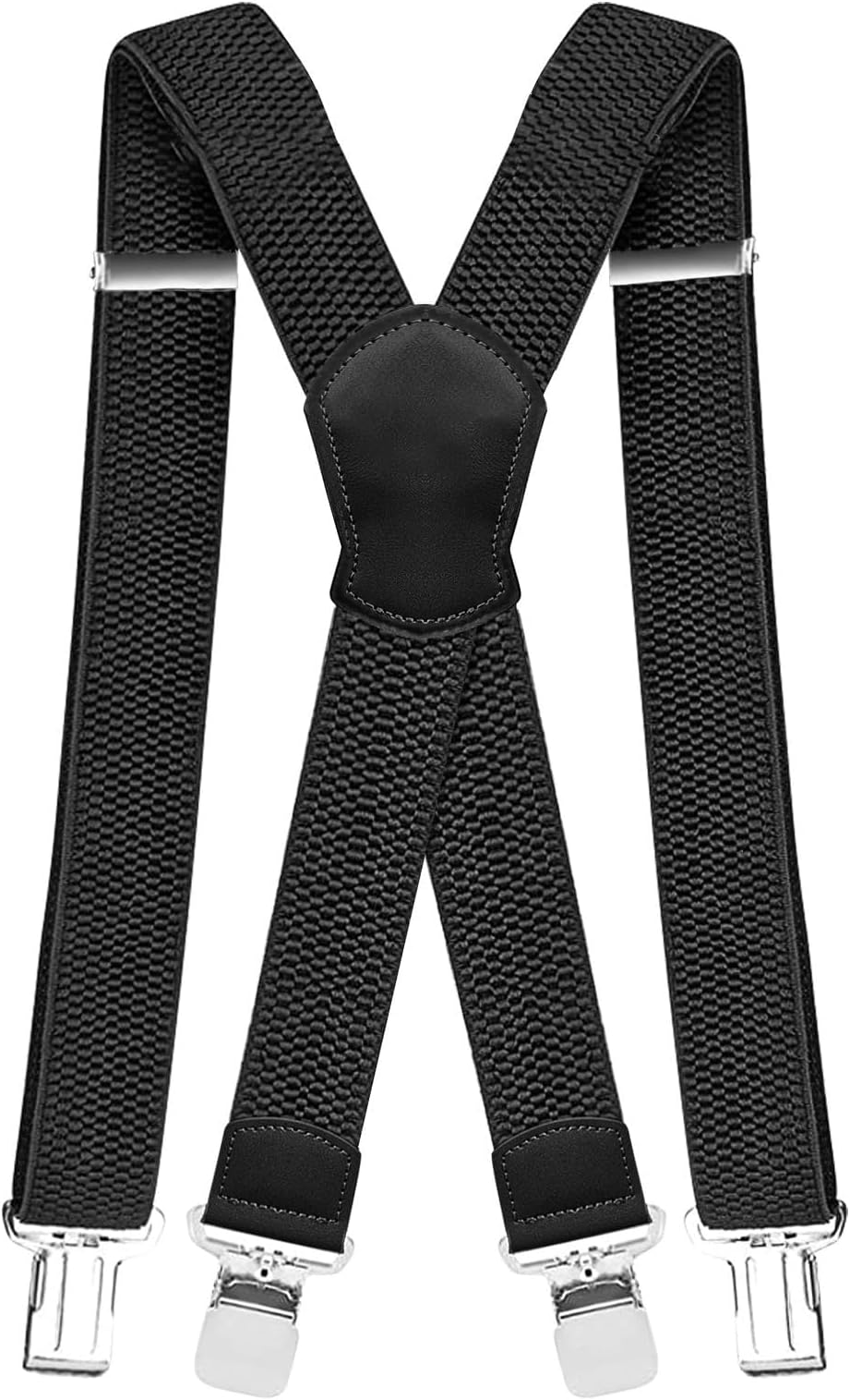 Heavy Duty Suspenders for Men and Women – Adjustable X-Back Braces with 4 Strong Metal Clips, Elastic Trousers Suspenders for Work, Office, Casual