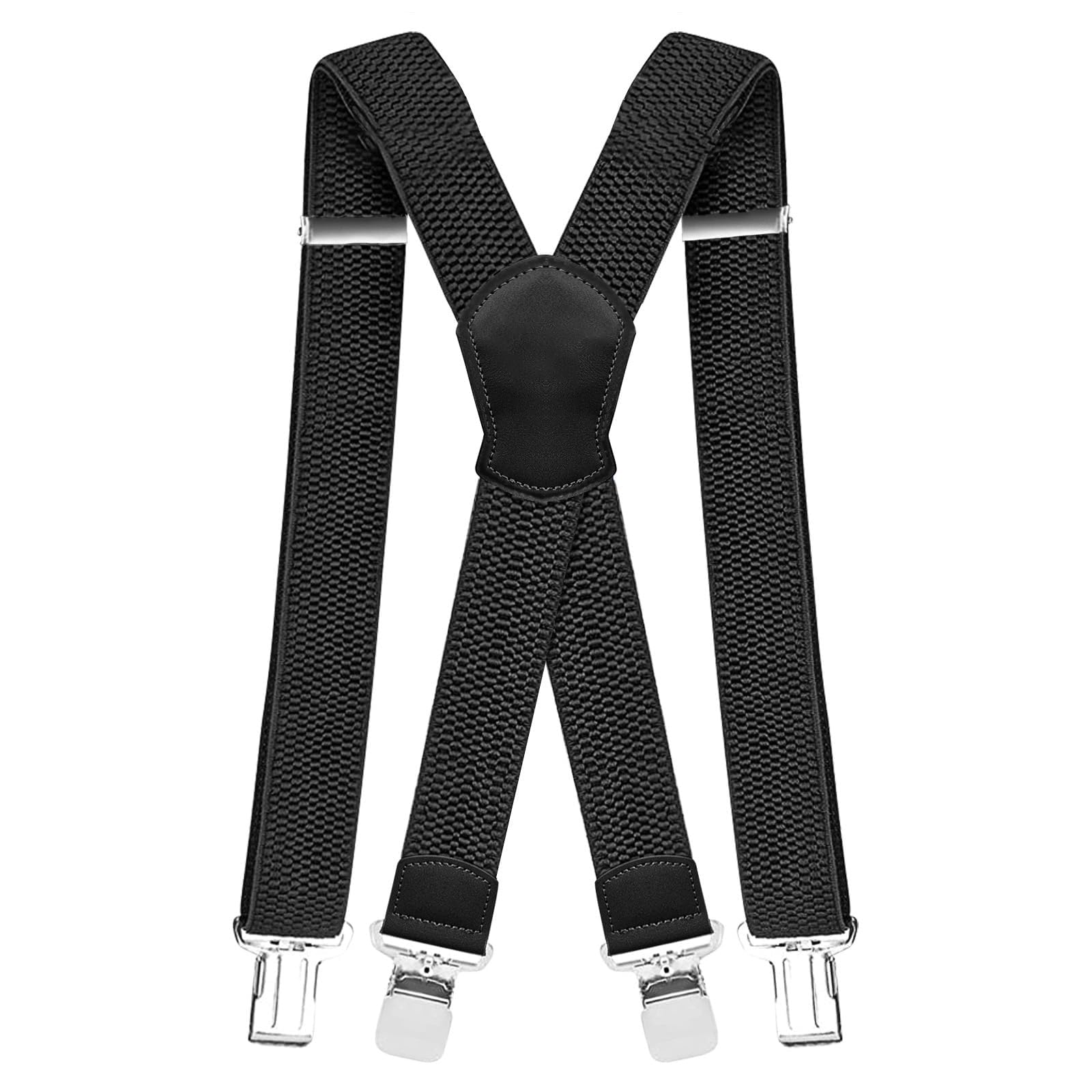 Heavy Duty Suspenders for Men and Women – Adjustable X-Back Braces with 4 Strong Metal Clips, Elastic Trousers Suspenders for Work, Office, Casual
