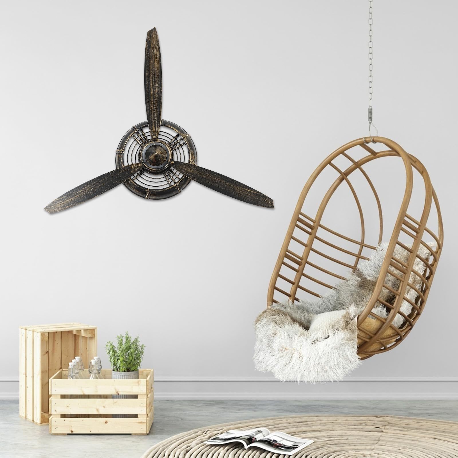 VINTORKY Retro Wanddeko aus Eisen im Vintage Stil mit Einzigartigem Propellerdekor Kreativer Wandbehang als Wandschmuck für Büro und Fotografie Requisite