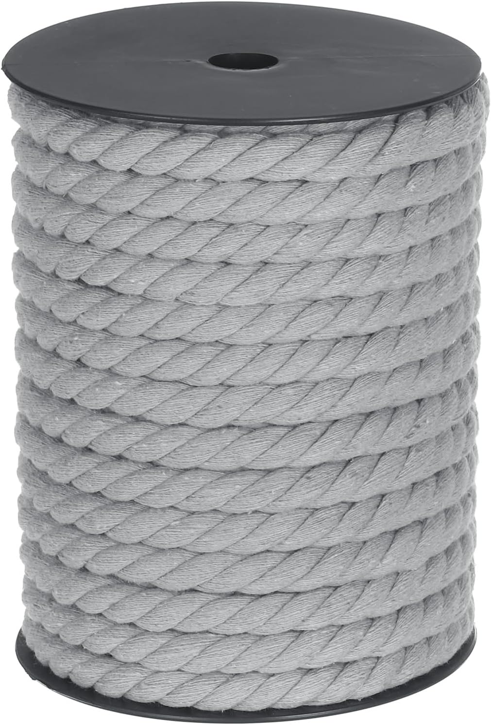 MECCANIXITY Cotton Rope 3 Strand Twisted Braided Rope Cord, Light Gray 10mm x 75ft Craft Rope Cord Cotton for Wall Hanging, Plant Hanger, Knitting, Macrame Knotting
