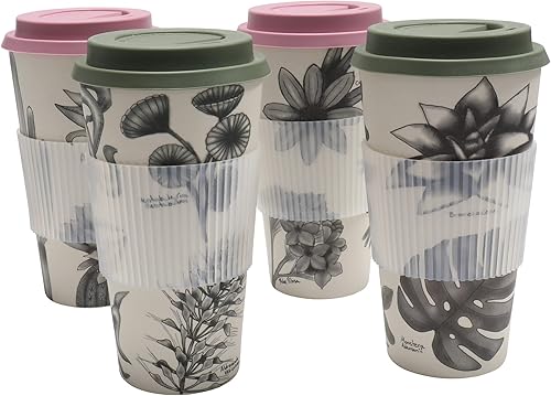 Miniatura 4 de Chef Craft Taza de viaje de fibra de bambú ecológico, juego de 4 piezas, 22 onzas, natural