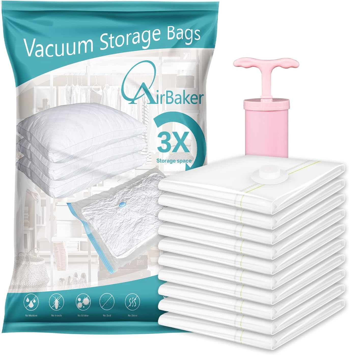 AGPTEK Vacuum Storage Bags Set of 10 Jumbo Bags, Durable