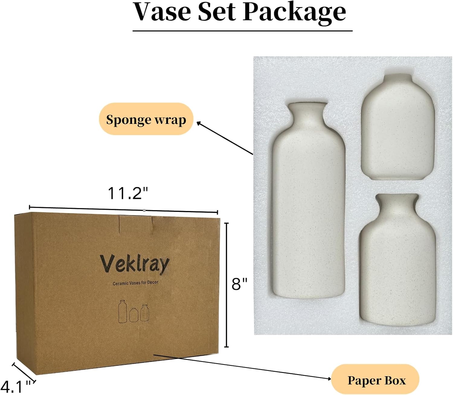 Small Ceramic Vase Set of 3, Boho Home Decor Vases for Dried Flowers,Farmhouse,Shelf,Bathroom,Centerpiece for Entryway Table Decoration Gifts - Image 9