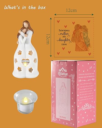 Miniatura 6 de Regalos conmovedores para mamá de hija, estatua de ángel grande de resina de 9.1 pulgadas para madre e hijas con soporte para candelitas, decoración