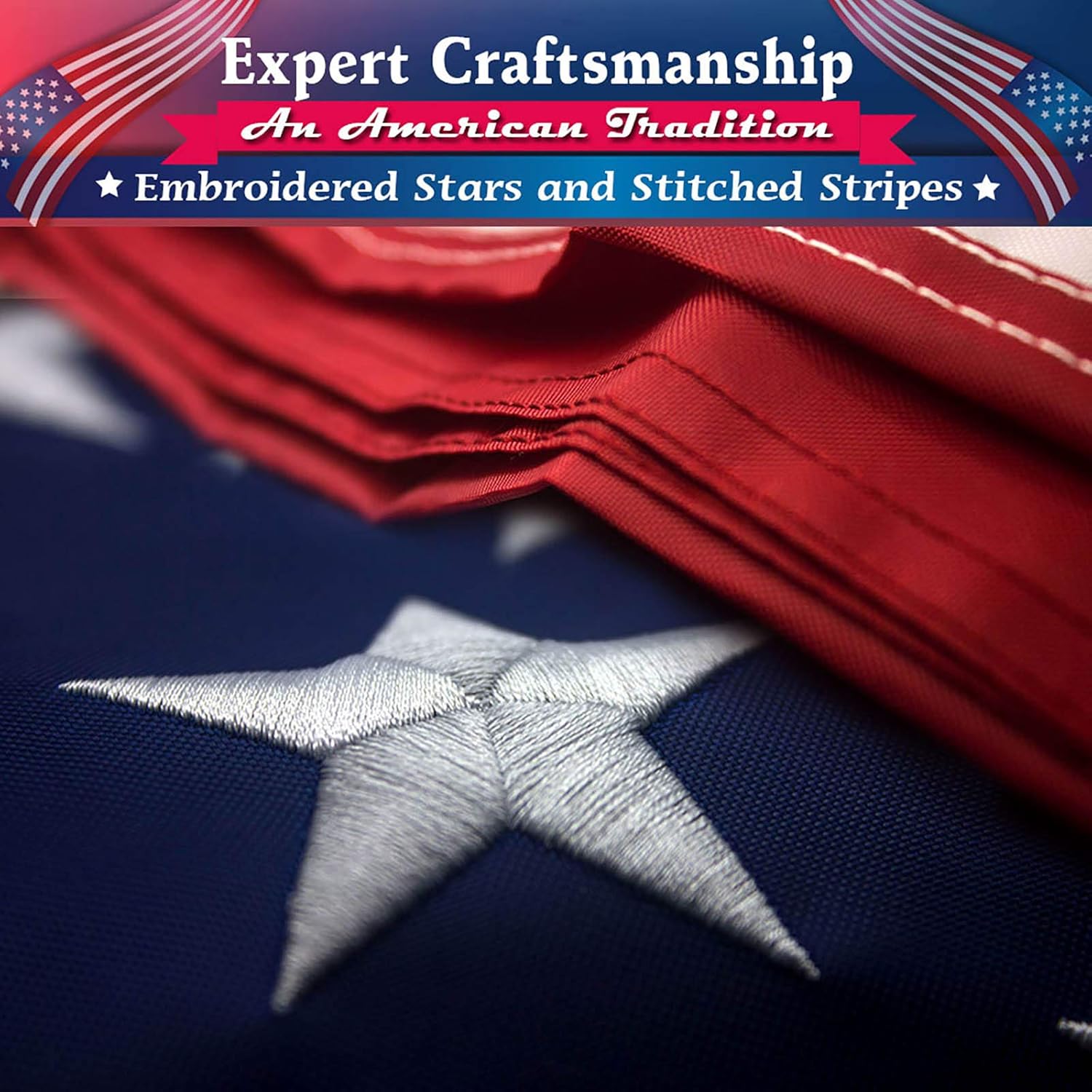 American Flag for outside 2.5x4 Ft Pole Sleeve Banner Style. Embroidered Stars, Sewn Stripes, NO Grommets, UV Protected, 210D Polyester USA US Outdoor Indoor Flag, usa us flag for outside. (Pole NOT Included) - Image 7