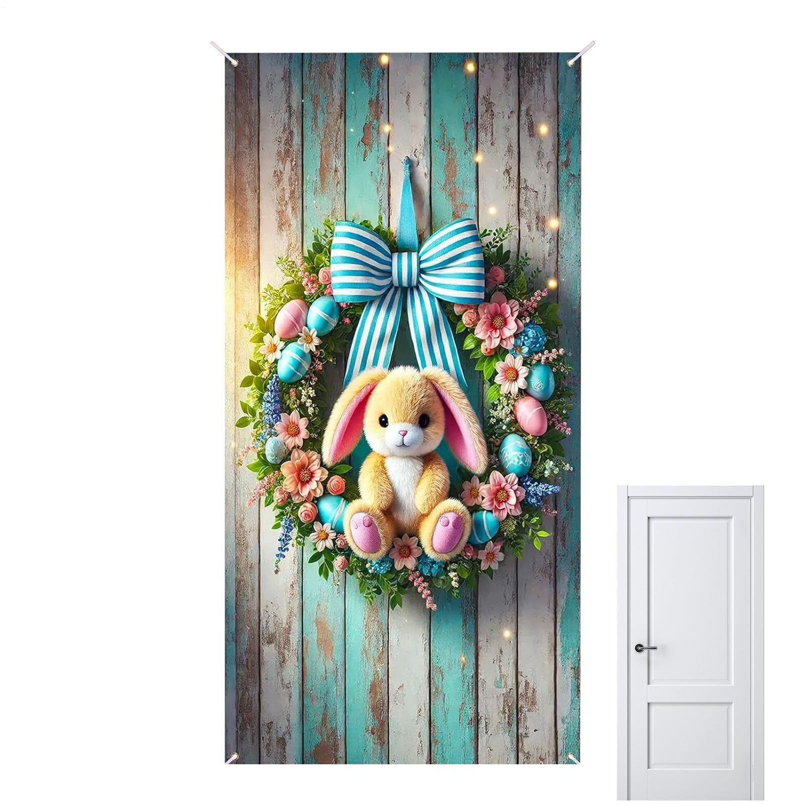 Bannière de porte de Pâques imperméable pour protéger votre décor extérieur de la pluie
