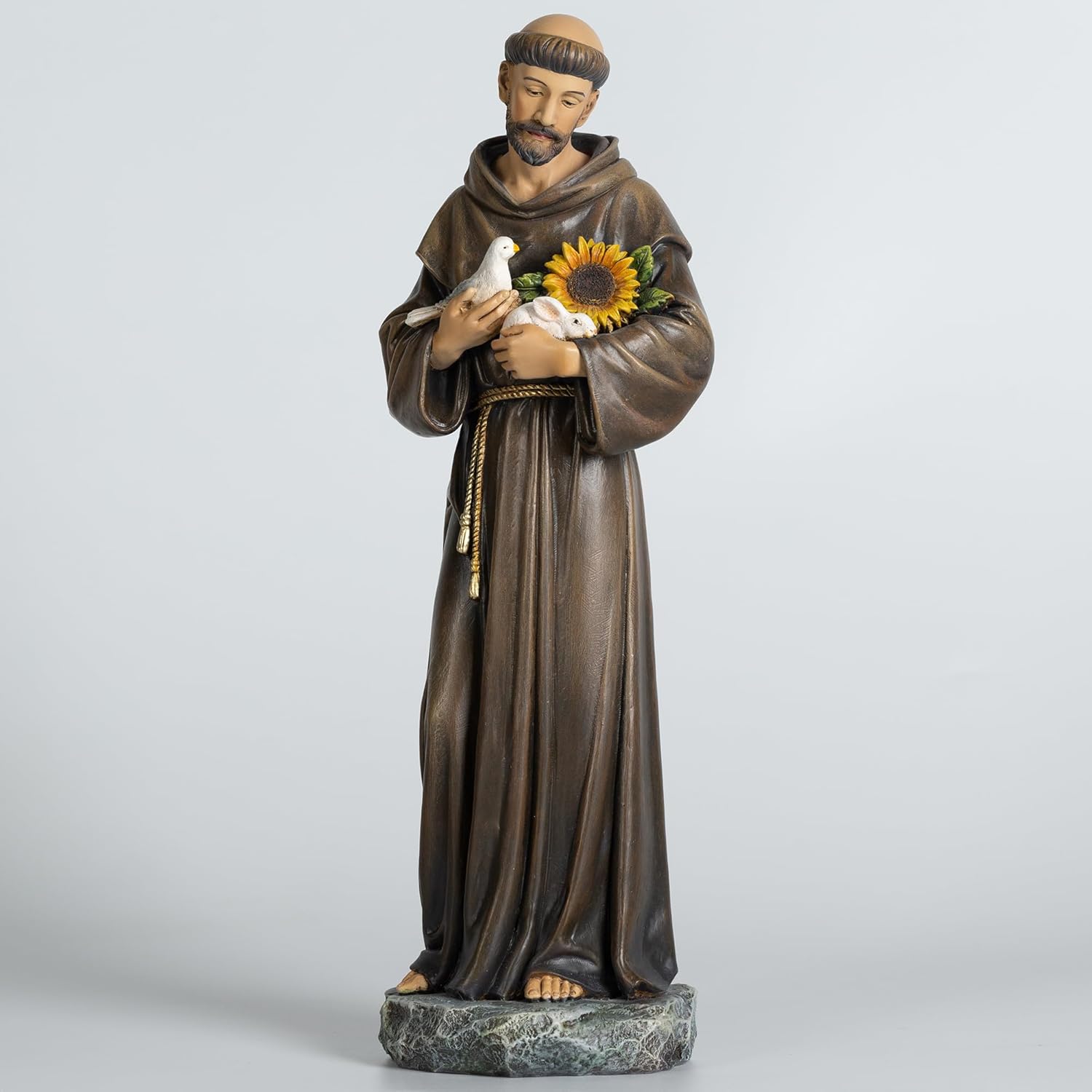 St. Francis Statue, 12.5 Inches Saint Francis of Assisi Statue Catholic Home Decor, Hand Painted San Francisco de Asis Figure for Garden Outdoor Lawn Hallway Decor