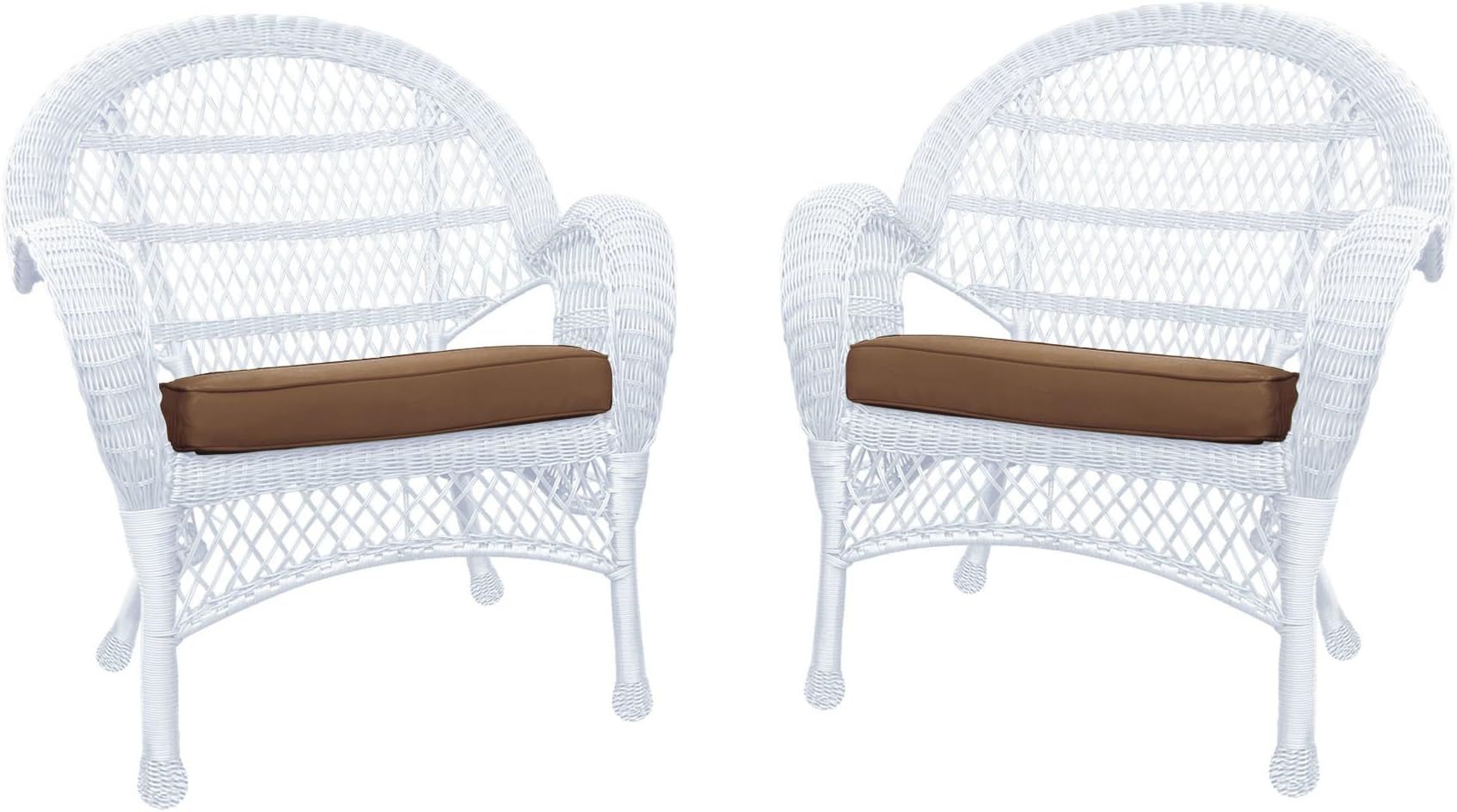 Amazon.com: Jeco White Wicker Chair with Green Cushion : Patio, Lawn & Garden