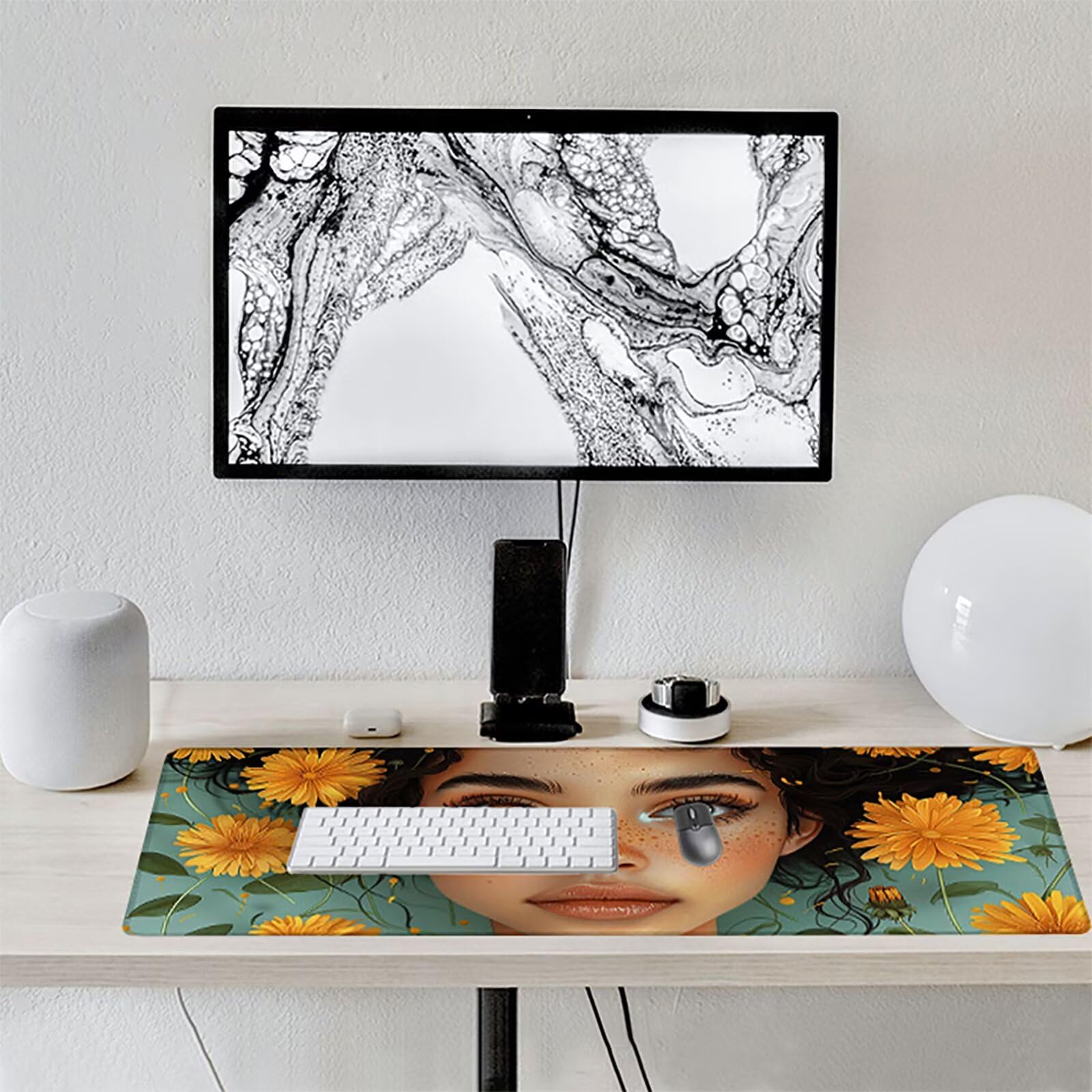 Mujer Alfombrilla Ratón Gaming XXL 1500x800 mm, Alfombrilla Gaming Amarillo Mousepad con Base de Goma Antideslizante Impermeable Desk Mat para Teclado y Raton Accesorios Gaming, Regalos de Hombre E-1