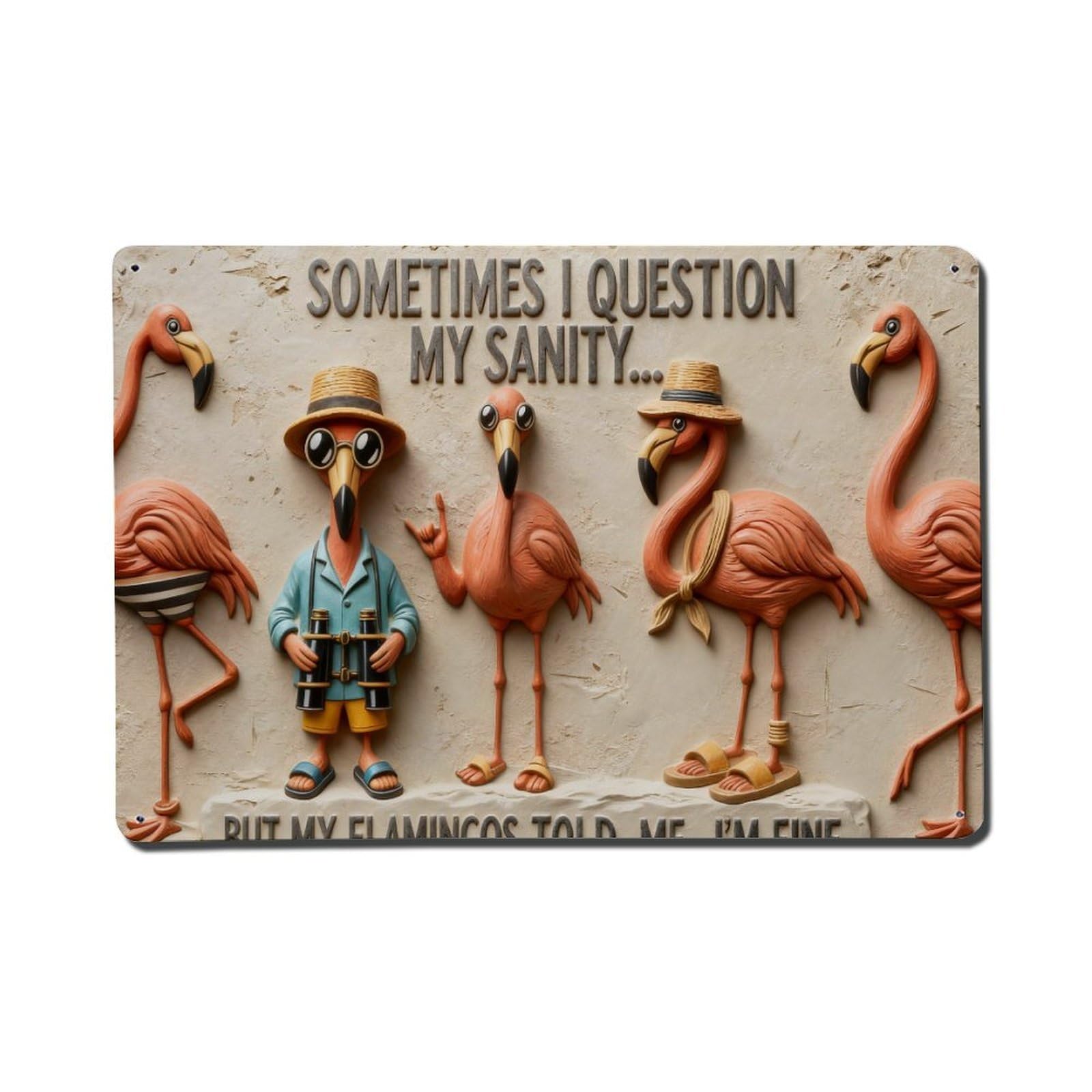 Flamingo Humor Sanity Questioning Fun Vintage Metal Tin Sign Retro Wall Decor, Bar Garage Cafe Kitchen Home Wall Art Poster Decoration 8x12inches