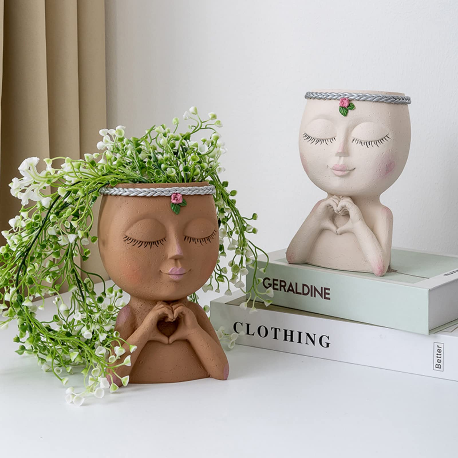 Pot Suspendu En Résine Avec Tête D’Ours Souriant – Jardinière Pivotante Avec Panier Tissé Et Trou De Drainage – Pour Balcon, Jardin Ou Intérieur