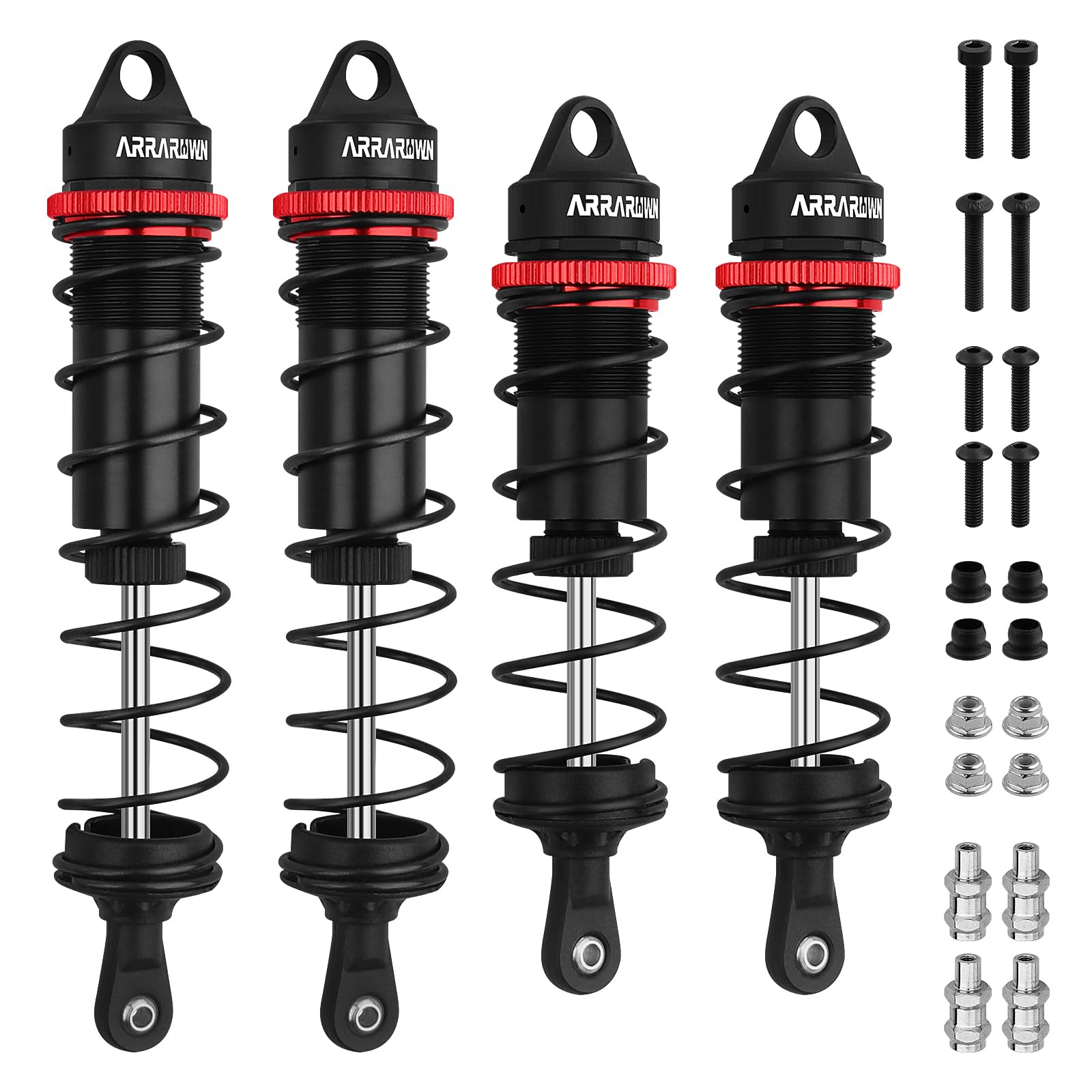 RC Car Shock Absorbers, 130mm Rear Shocks 110mm Front Shocks Set Adjustable Shocks Compatible with 1/8 Arrma Typhoon 6S Redcat FS/ZD Racing Buggy Truggy Replacement Parts (Black)
