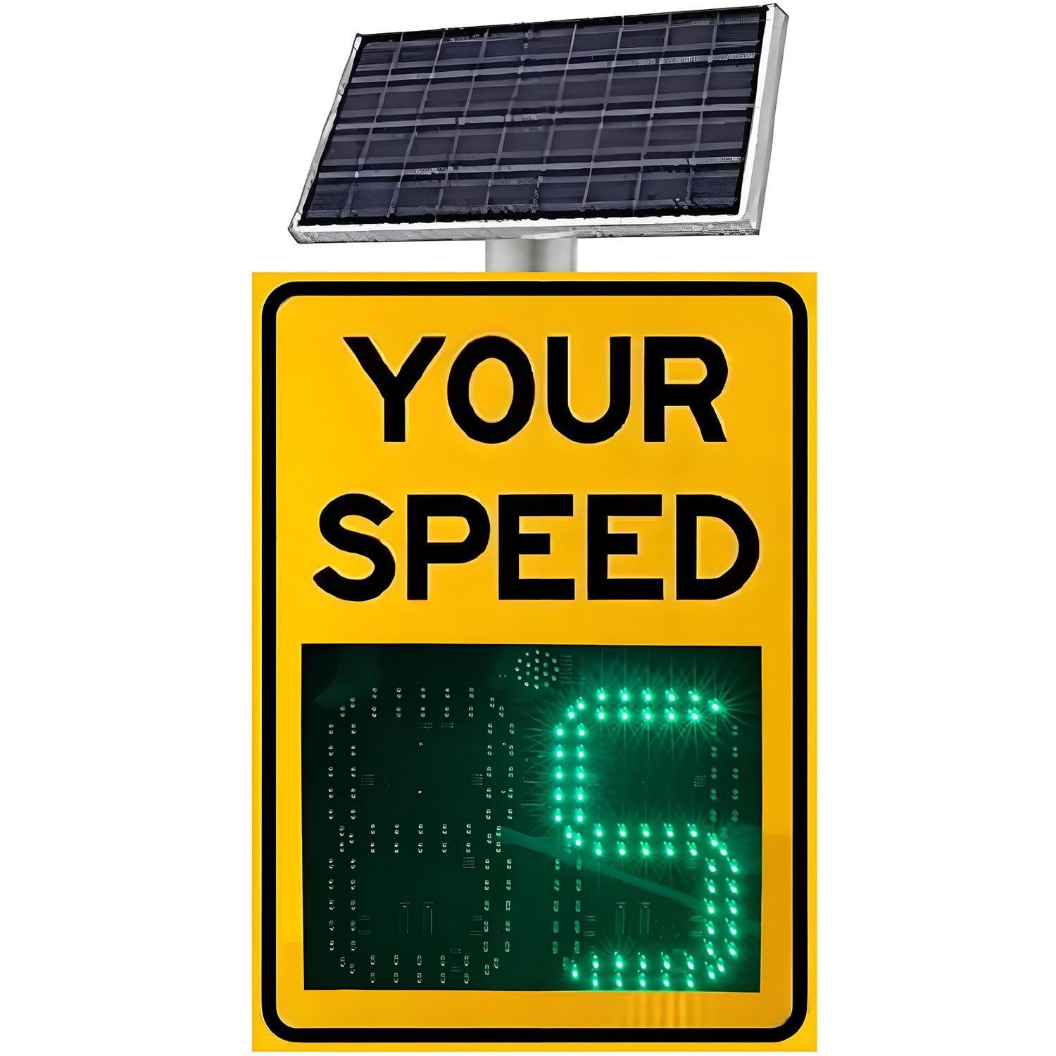Señal de retroalimentación de velocidad de radar con energía solar, tablero de advertencia de tráfico para seguridad vial, visualización de velocidad visible