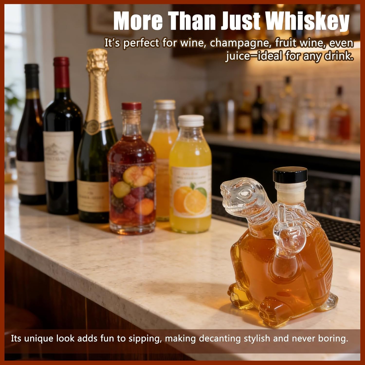 Adorable Turtle - Shaped Whiskey Decanter, Premium Glass Wine Bottle for Whiskey Lovers, Home Bar Decor & Gift (gui)