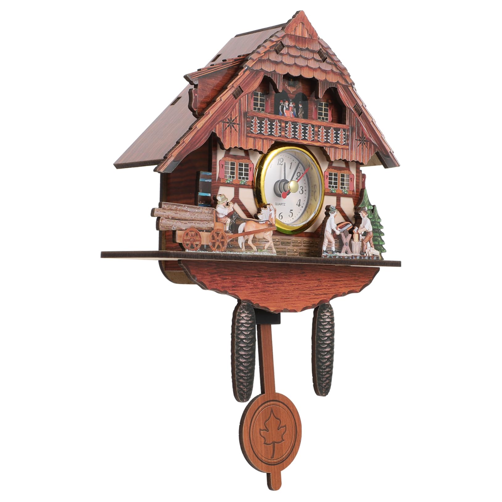 Horloge murale en bois pour salon et chambre style chalet rétro