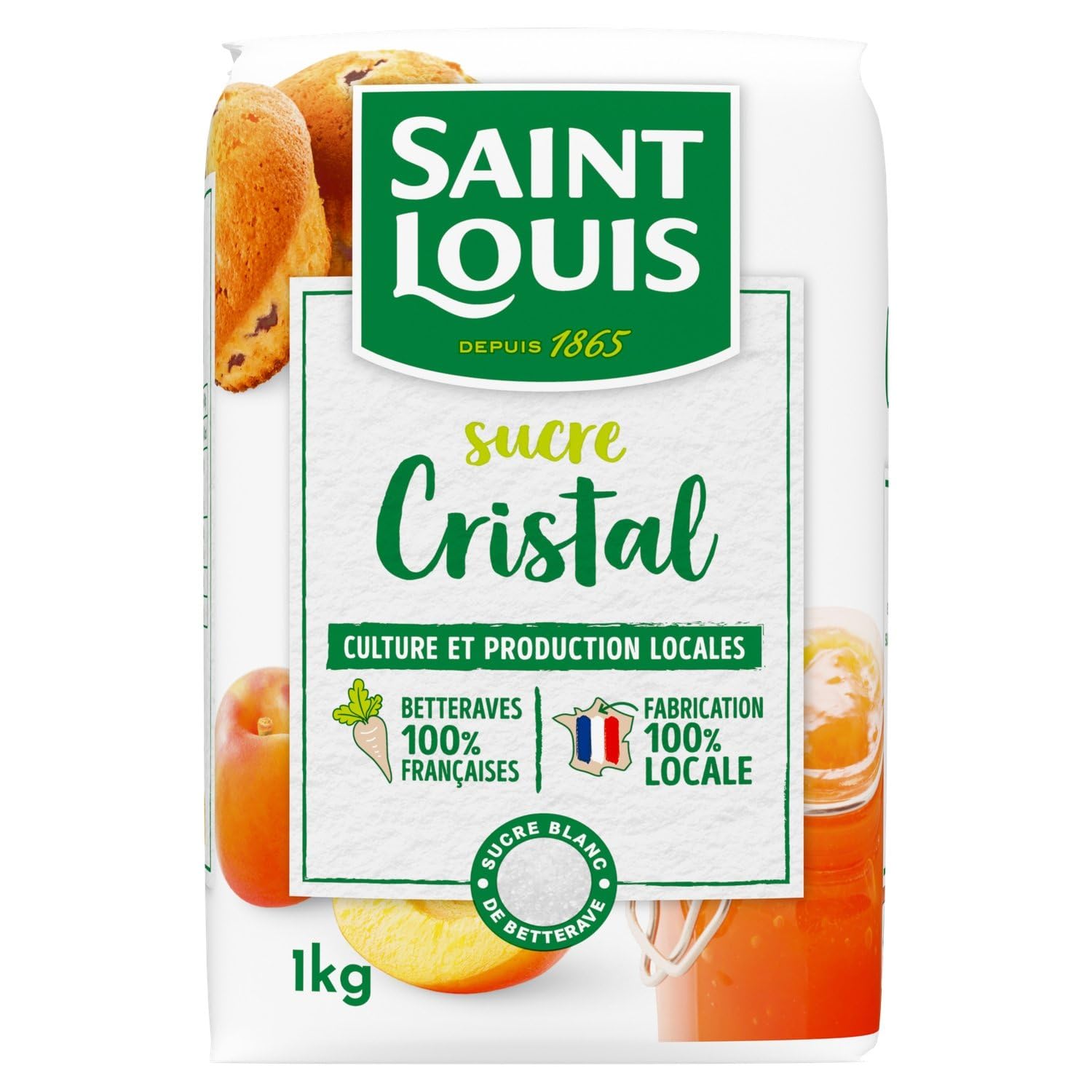 SAINT LOUIS – Sucre Cristallisé Pur et Fin, Idéal pour Pâtisserie et Cuisine (Paquet 1 kg) - Le lot de 4