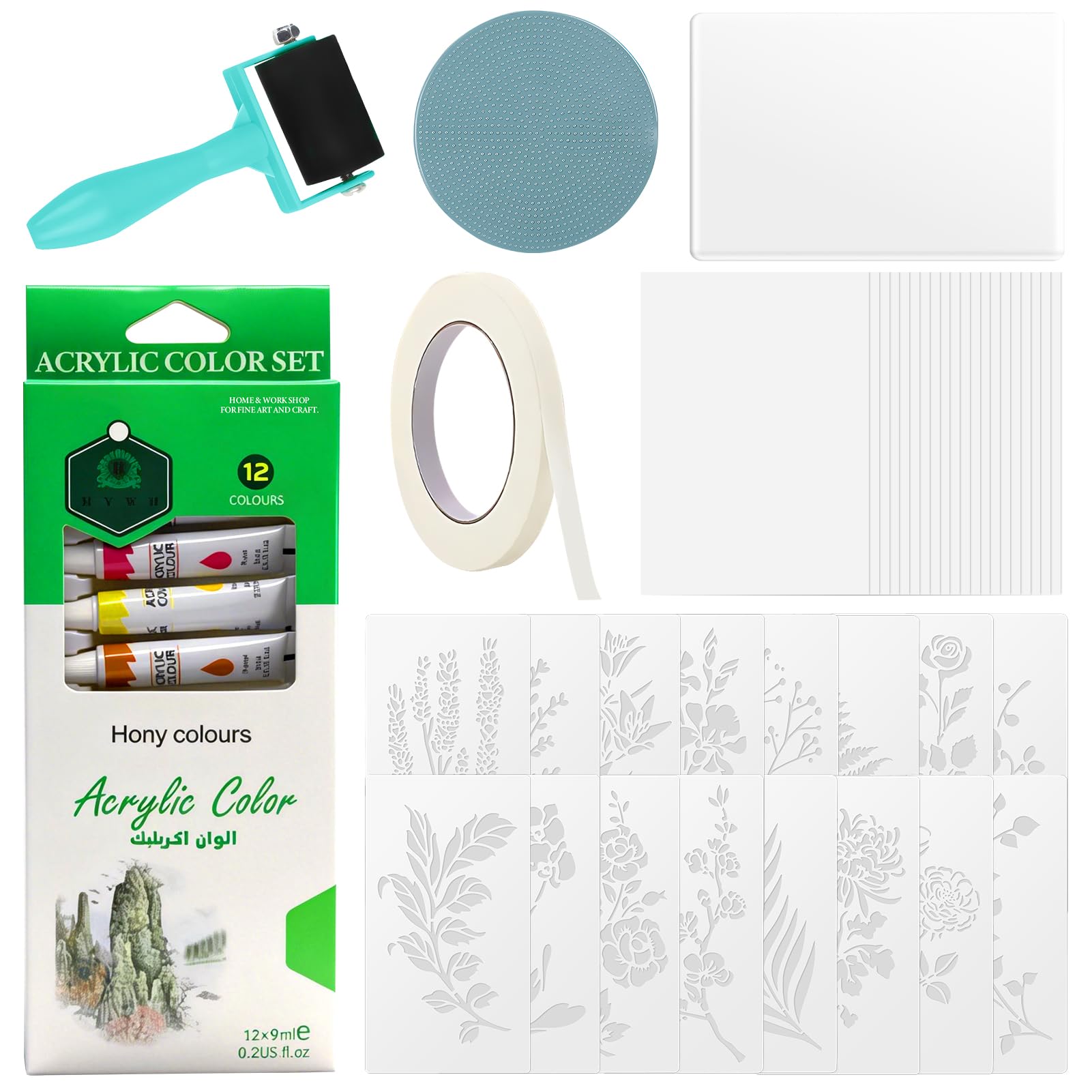 Gel Printing Plate, Complete Gel Plates for Printing, Gel Printing Kit with A5 Gel Plate, 12-Color Pigments, A5 Printmaking Paper, and Essential Tools for Card Making, Scrapbooking, Arts & Crafts