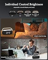 Vista 6 de COLSUR Bluetooth Speaker with Wireless Charger, FM Radio, Dimmable LED Night Light, Stereo Sound Dual Wireless Speakers, 2500mAh Portable Speaker