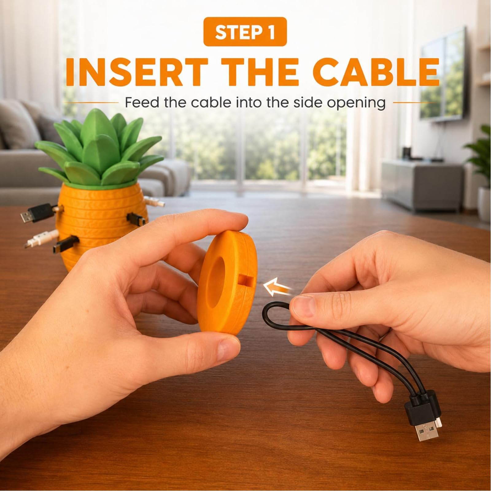 Organizador de Cables Modular con Forma de piña Impreso en 3D (2set) | Protector de cables a prueba de mascotas, almacenamiento de escritorio extraíble, 7 discos enrolladores de cables apilables