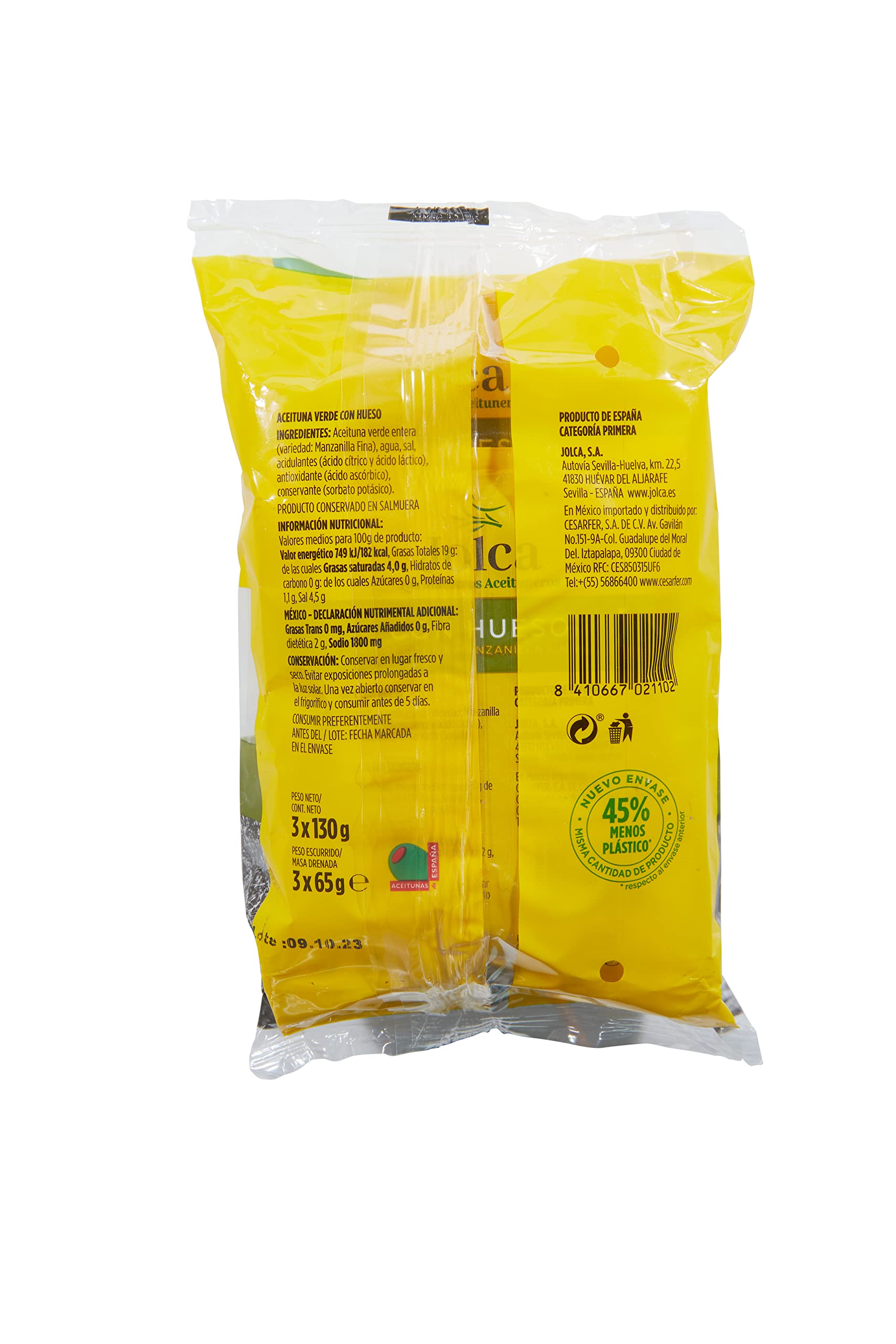 Pack 12 Bolsas Aceituna Manzanilla Con Hueso (12x3x130 g) Jolca
