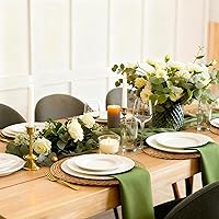 Vista 7 de 13 in Round Woven Placemats Plate Chargers Set of 12, Boho Farmhouse Rustic Woven Place Mats for Kitchen Dining Party Table Decor, Rattan Wicker