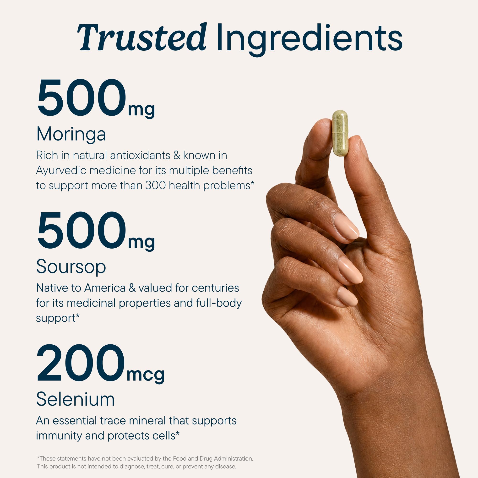 Santo Remedio Moringa & Soursop + Selenium, Antioxidant Support 120 Count — Amazon image 3