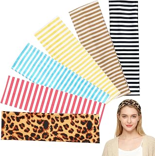 6 Pcs Anti-Slip Elastic Headbands for Women Soft Fabric Yoga Sweatbands with Floral Heart Print Stretchy, Sweat-Absorbent and Lightweight for Fitness, Running and Daily Wear