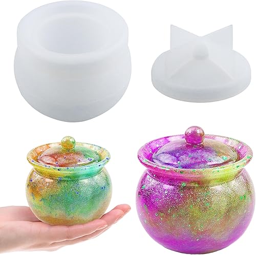 Moldes de silicona para tarro de calabaza, molde de resina de calabaza con tapa, soporte para velas de joyería, caja de almacenamiento de caramelos,