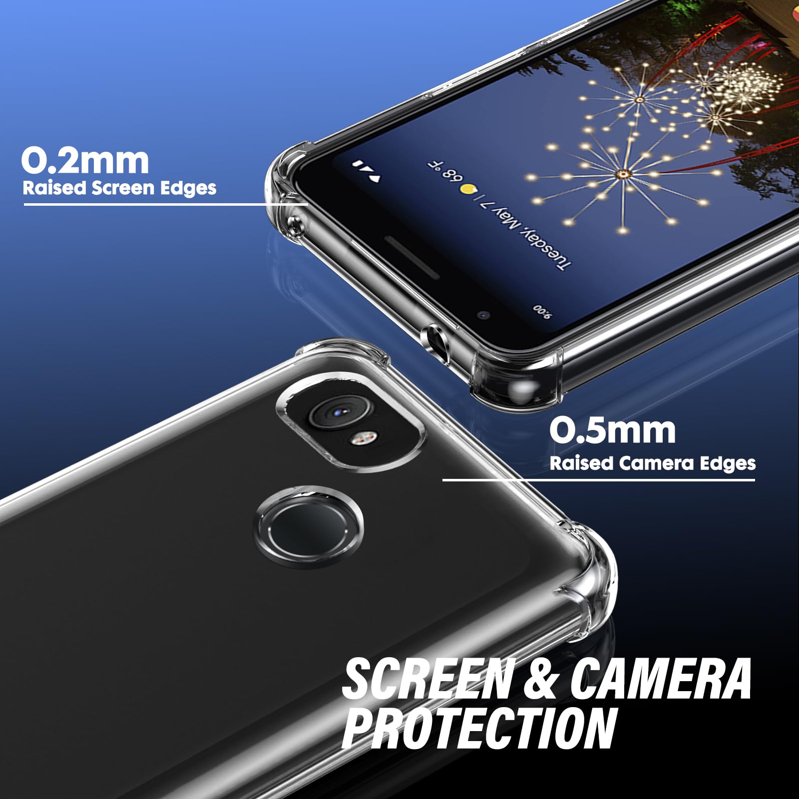 Case for Google Pixel 3A XL Phone case, with 1 Piece Screen Protector, TPU Bumper Shockproof Silicone Fullbody Protective Case Cover for Google Pixel 3A XL, Transparent