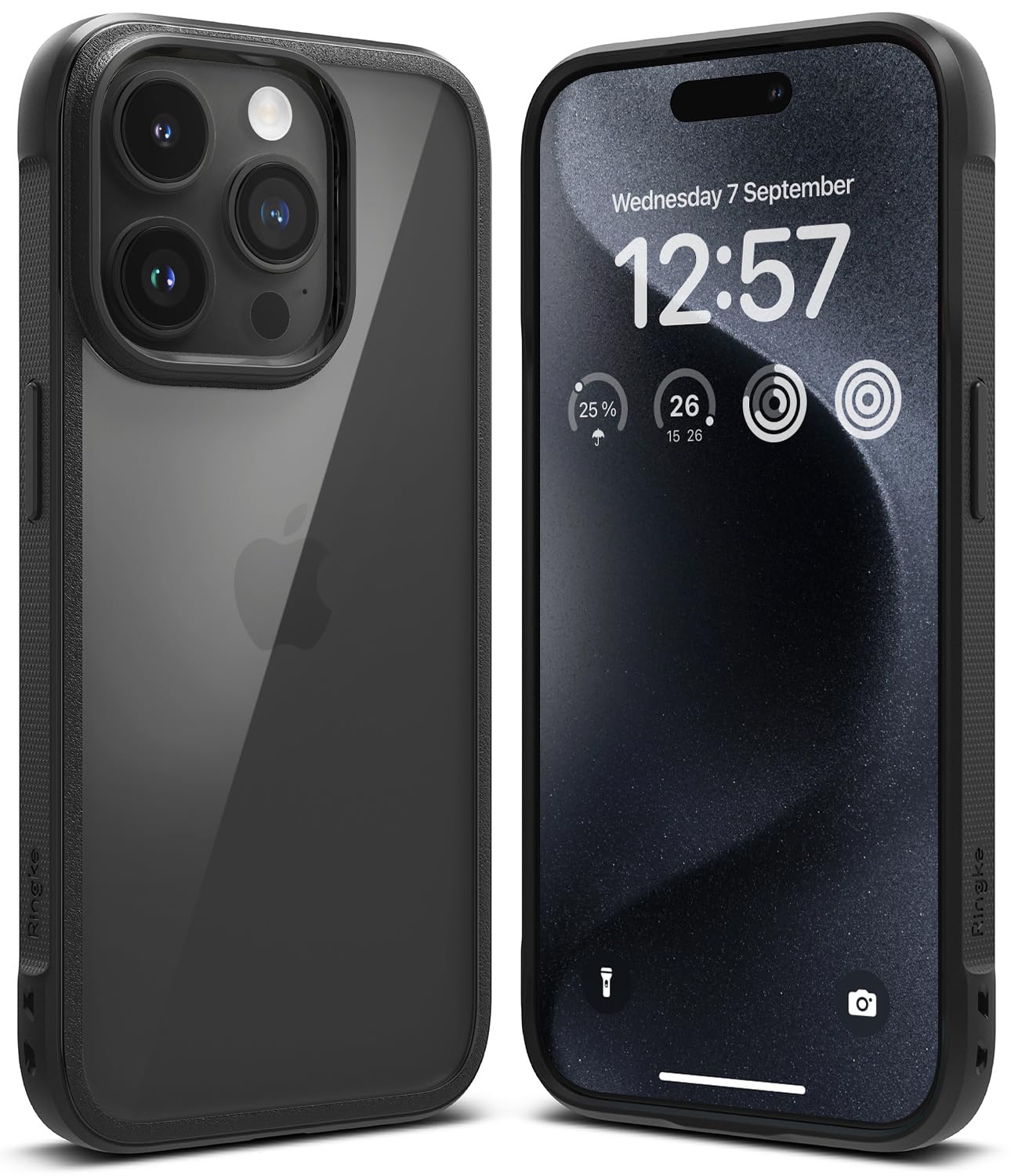 Ringke Fusion Bold [Shock Absorbent TPU Frame] Compatible with iPhone 15 Pro Max Case, Anti Scratch Transparent PC Back with Protective Bumper Cover - Black