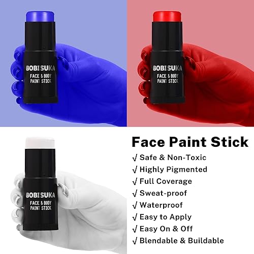 Miniatura 8 de BOBISUKA Palo de pintura facial dorada, impermeable, metálico, dorado, de cuerpo completo, kit de pintura mezclable para Halloween, maquillaje SFX,