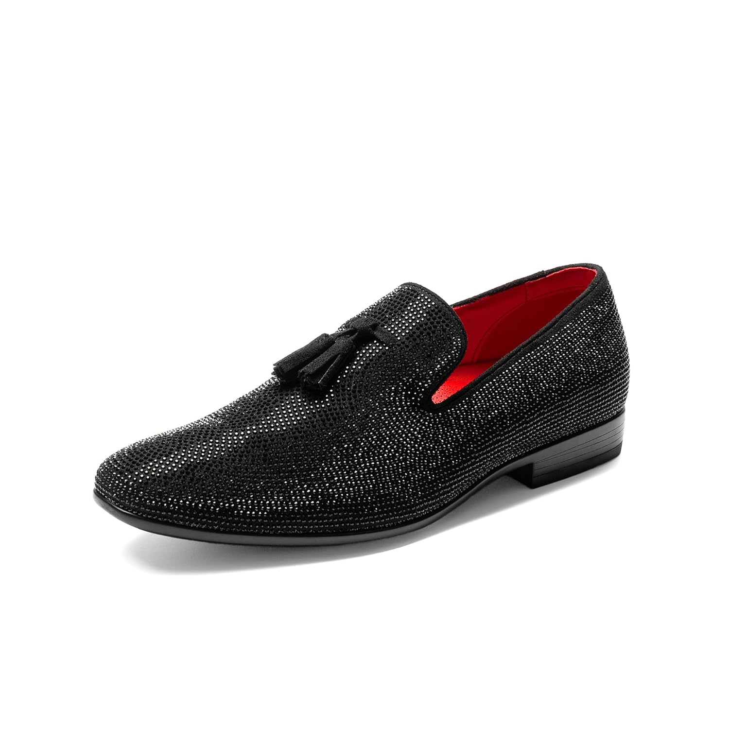 Bruno Marc Mens Tassel Dress Loafers Slip on Comfortable Rhinestone Tuxedo Shoes for Wedding Party Graduation