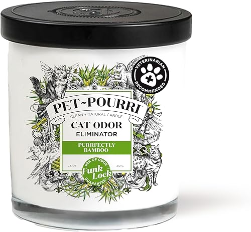 Pet-Pourri - Vela ambientadora de olores para mascotas, Purrfectly Bamboo, 7.5 onzas, bambú (recomendado por veterinarios)