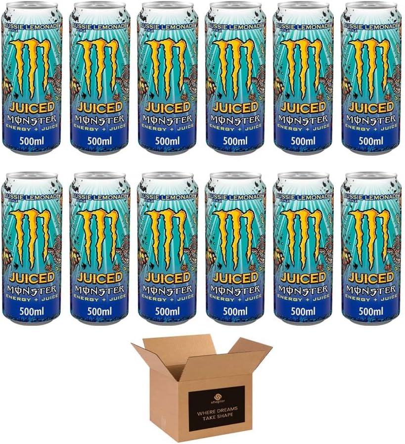 – Monster Energy Drink Flavours | Juiced, Zero Sugar, Ultra, Monarch, Fiesta Mango, Strawberry Dreams, VR46, Punch | High Caffeine Sports Energy Drink (Aussie Lemonade - 500ml x 12Pack)
