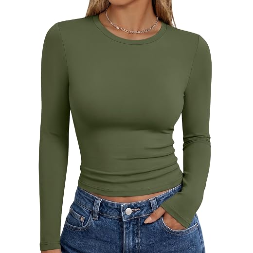 Trendy Queen Womens Long Sleeve T Shirts Fall Fashion Basic Y2K Tops 2026