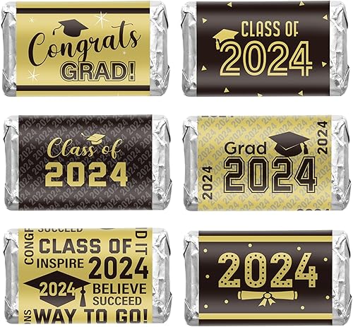 Etiqueta decorativa de graduación con texto en inglés "Congrats", mini barra de caramelo, suministros para fiesta de secundaria, universidad,