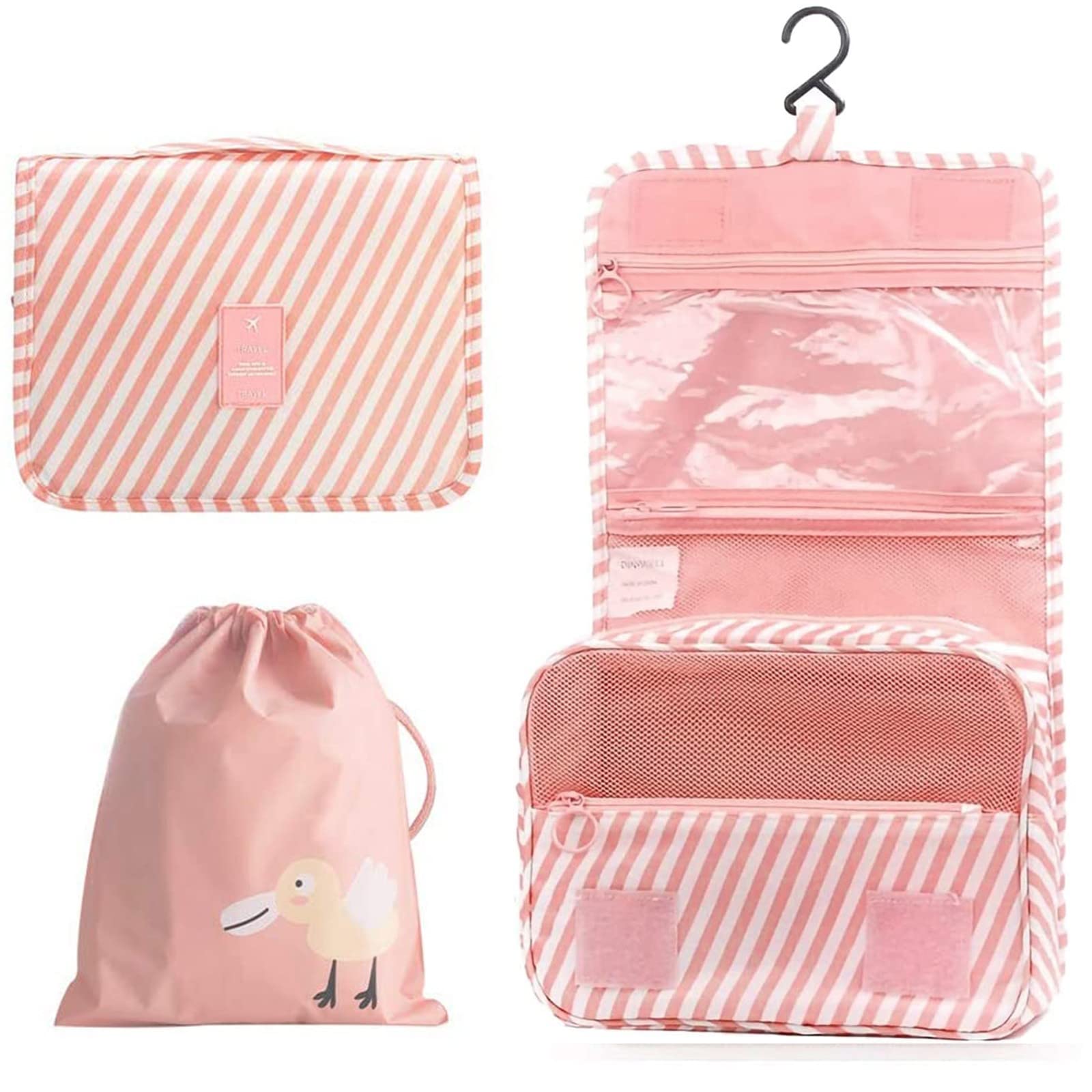 OrgaWise Bolsa Cosmeticos Viaje Gran Capacidad Bolsa para Maquillaje de PU Impermeable Tener Traje de Manicura Gratuito