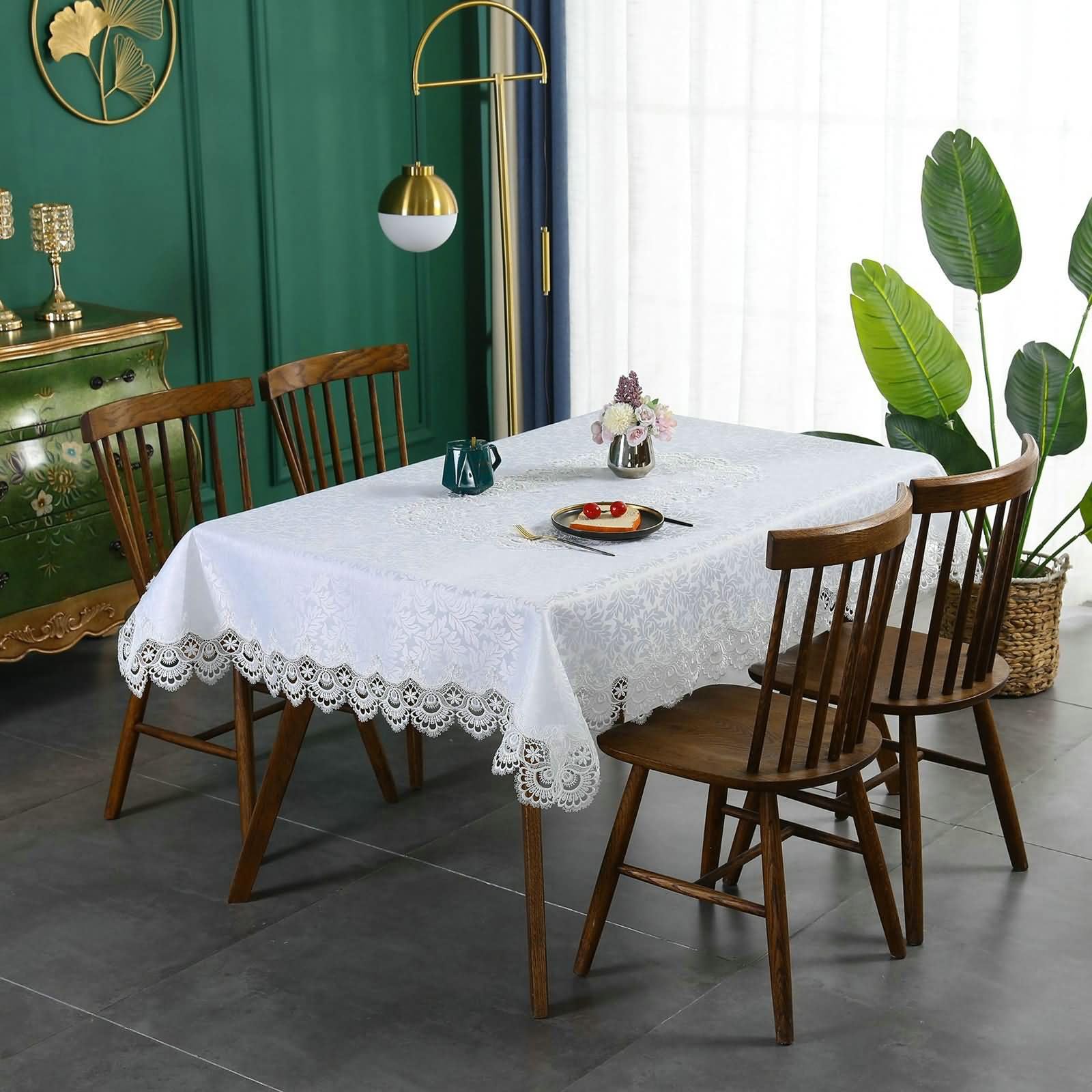 Nappe Carrée Anti Tache 150x150cm,Blanc,Polyester