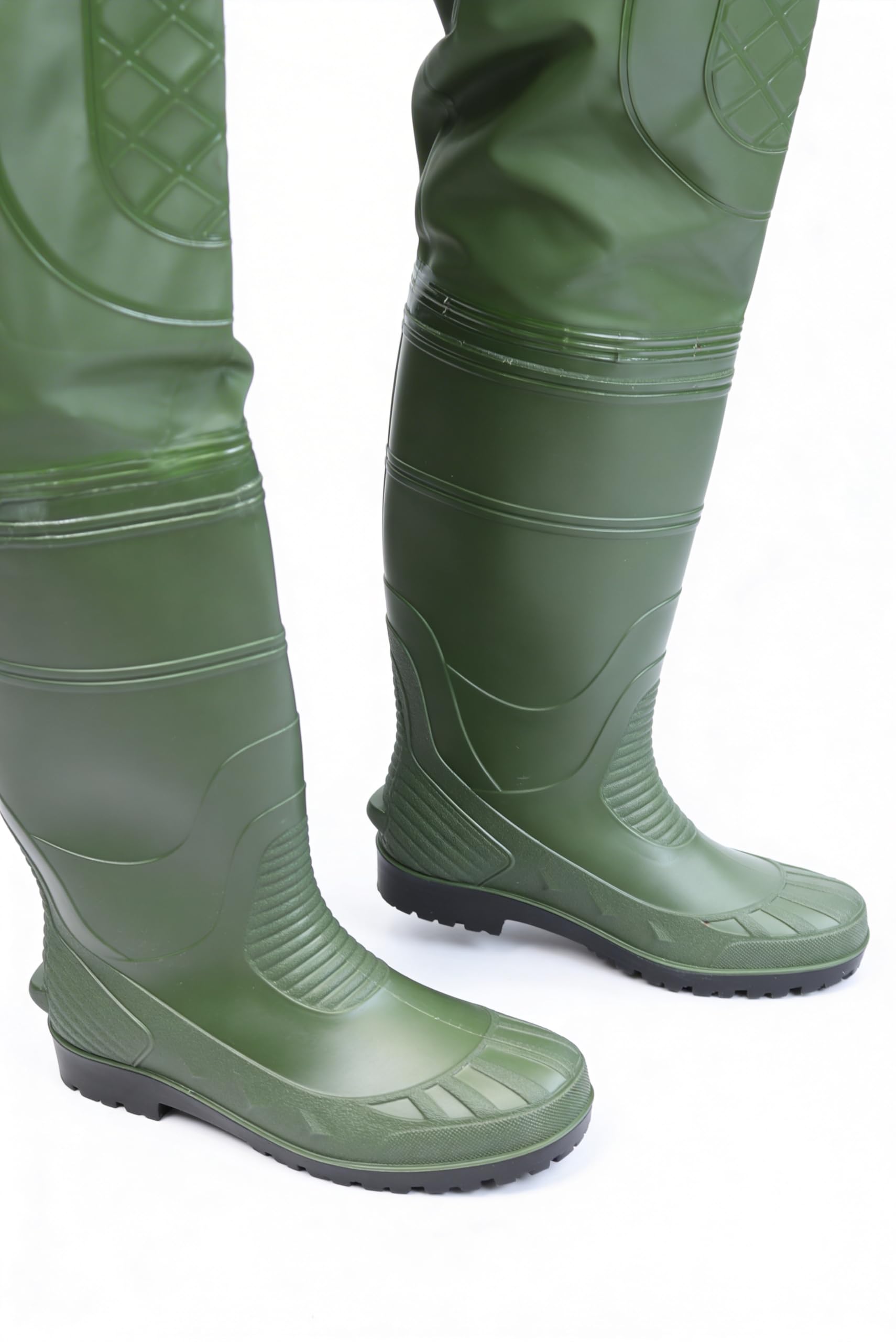 Wathose Anglerhose mit rutschfesten Gummistiefeln, Angelhose Gr. M - XL, Teichhose, Angelstiefel Watstiefel Gr. 41-45, wasserdicht