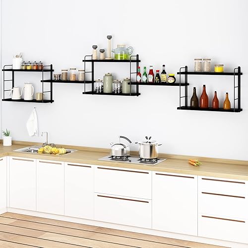 Miniatura 5 de Estantes de pared, estanterías montadas en la pared, estantes flotantes de bricolaje para pared, estantes colgantes de madera para habitación,